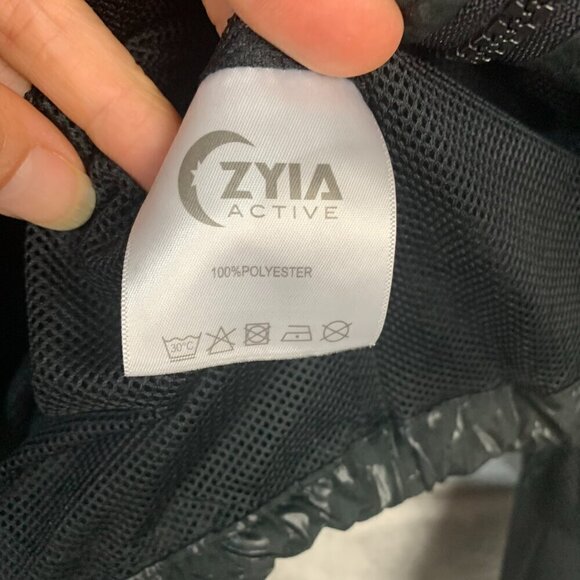 Zyia Active Windbreaker Black Cheetah Print Full Zip Hooded UtilityJacket - Picture 13 of 14